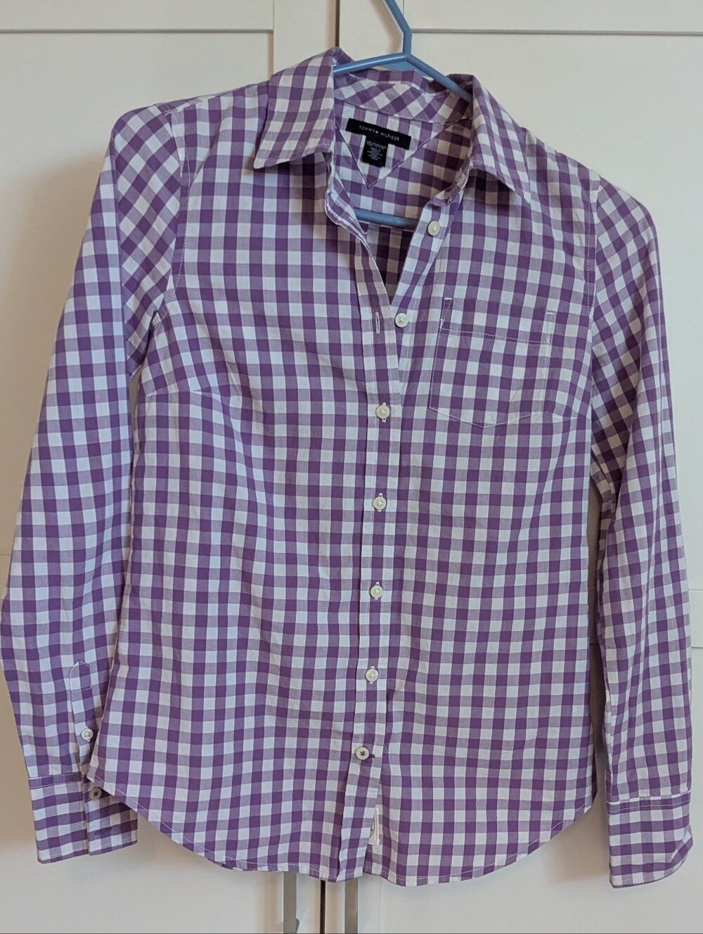 White & Purple Gingham Button-up